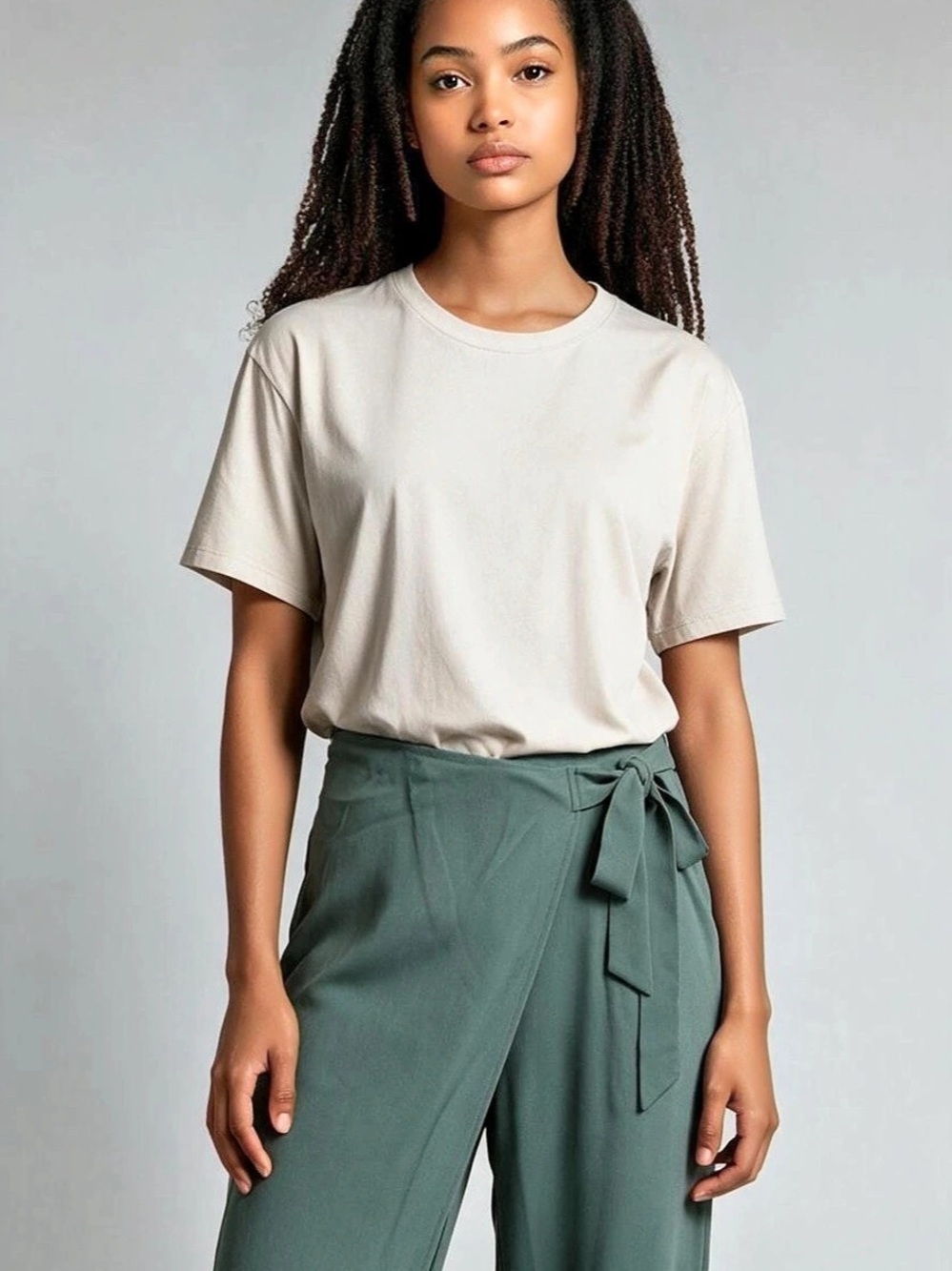 Halara Flex High Waisted Tie Side Wide Leg Work Pants Wrap Front Size Large